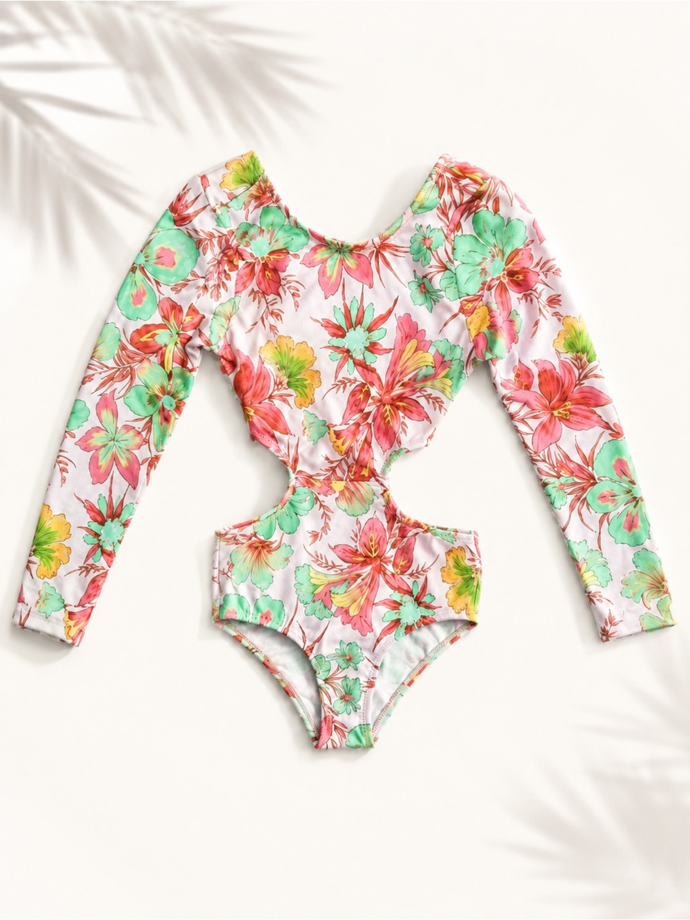 Beach Lingo Girls Kids One Piece Swimsuit Tropical Floral Cut Out Size 7 NWT